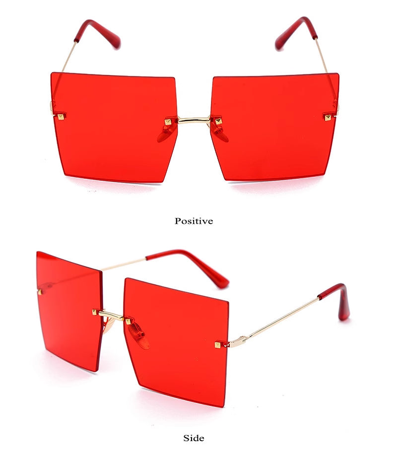 K New Square Rimless Metal Sunglasses