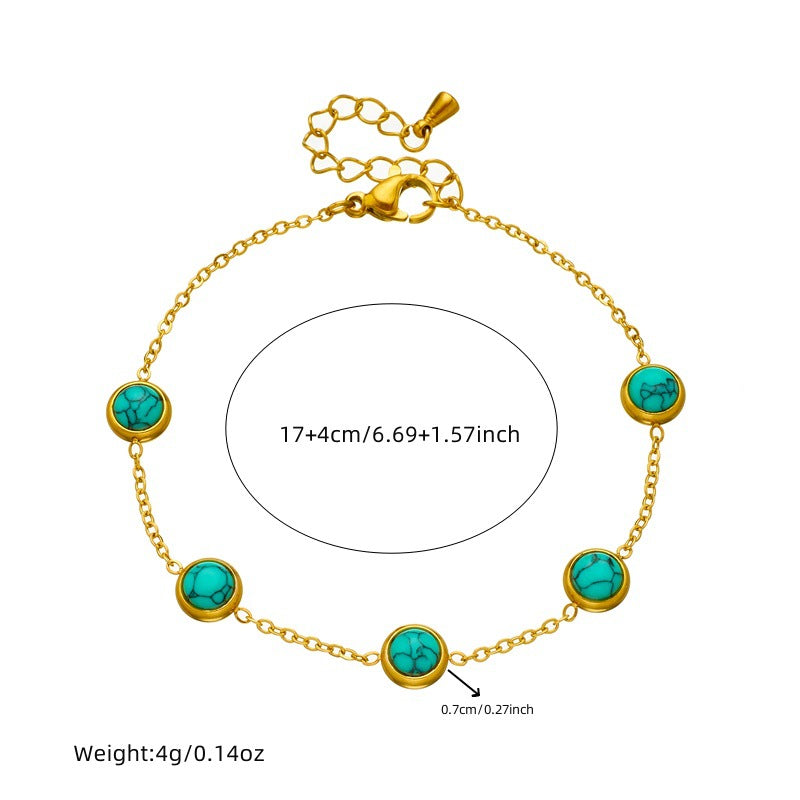 K Retro All-Match Blue Turquoise Stainless Steel Jewelry Set