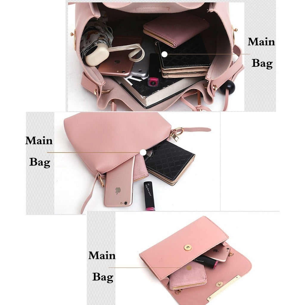 K Womens Purse And Handbag 3Pcs Bag Set Tassel Tote Clutch Satchel Top Handle Shoulder Bag