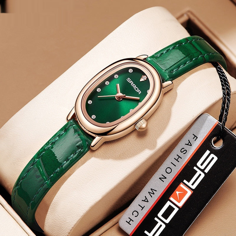 K Women's European And American Watch Quartz Leather Steel Belt Waterproof