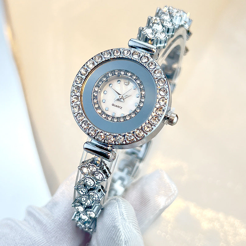 K Diamond-encrusted Glass Rhinestone Women's Quartz Watch