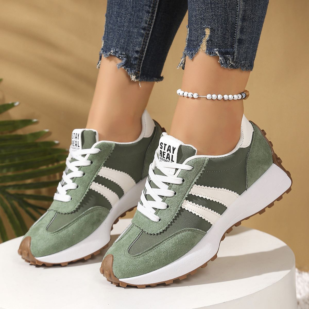 K Stripe Lace-up Sneakers Women's