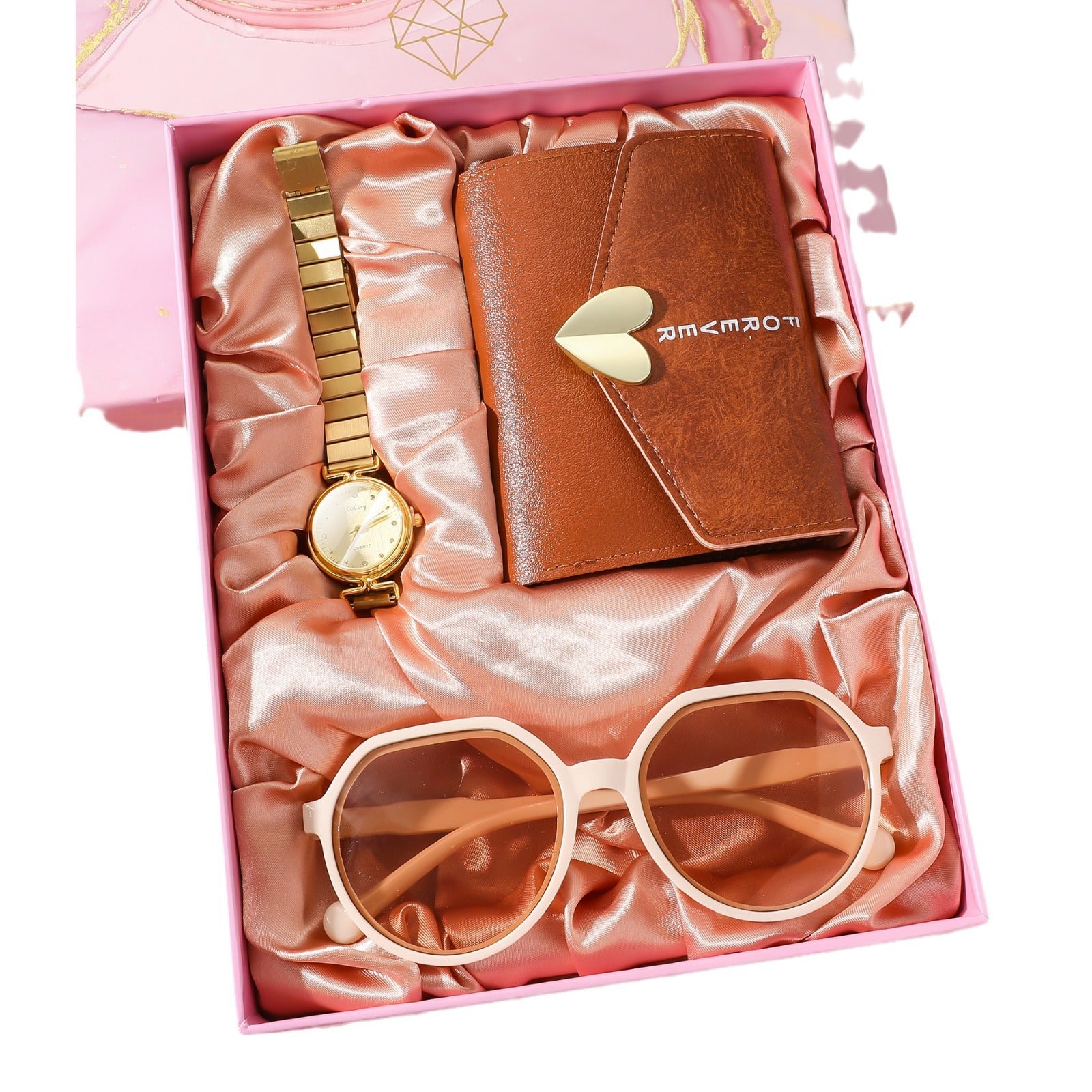 K Steel Belt Ladies New Simple Watch Wallet Sunglasses Suit