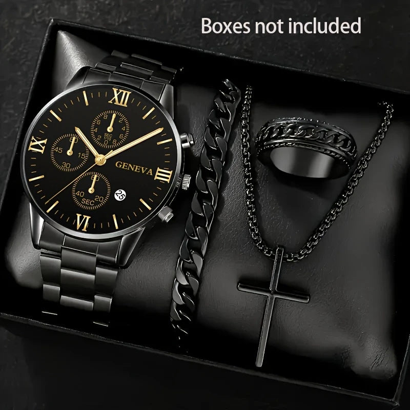 K Business-Style Sophisticated Watch Set For Men