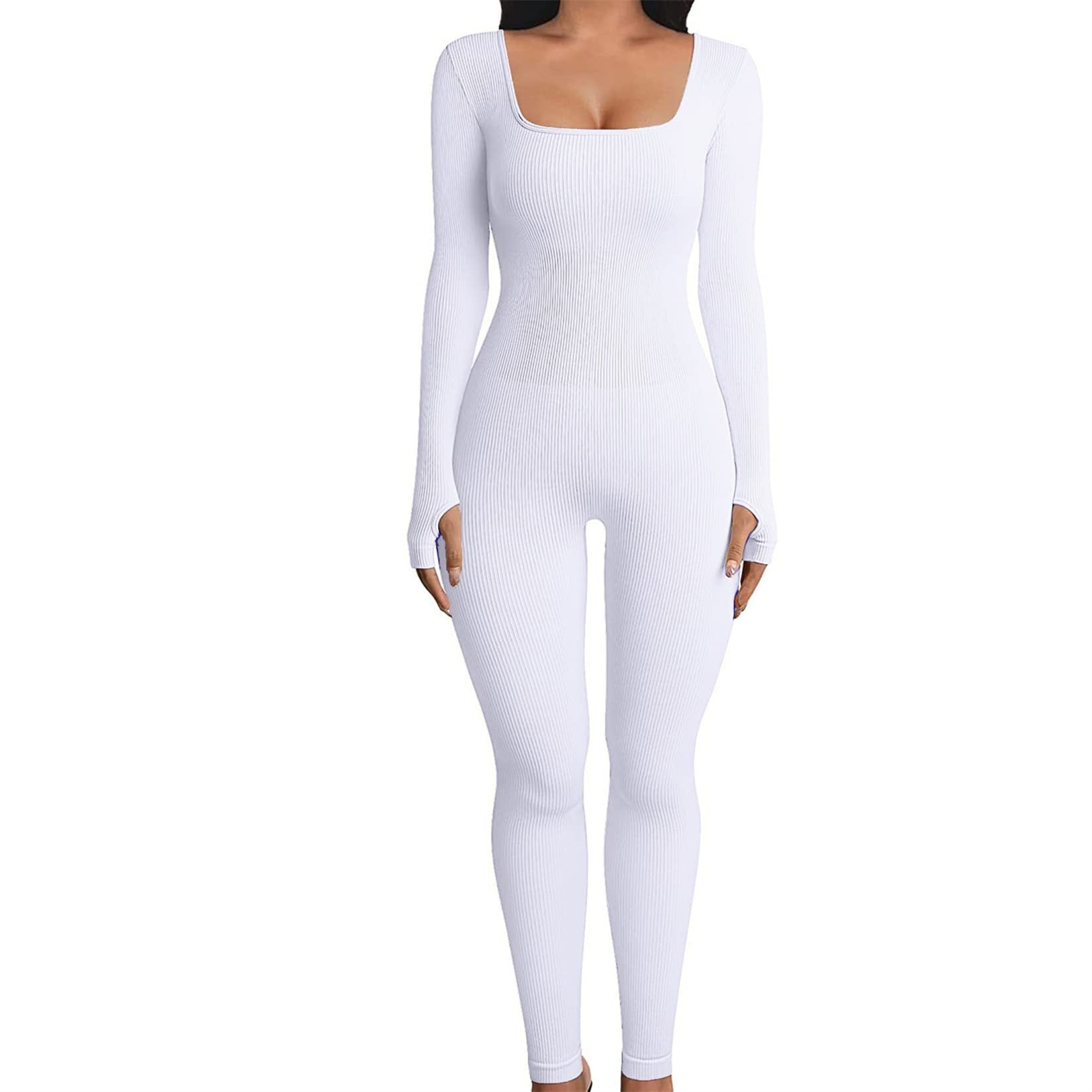 K Threaded Square Collar Buttocks Slim Jumpsuit