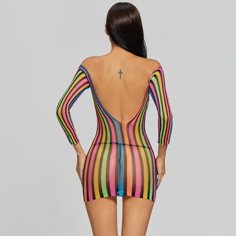 K Colorful Long Sleeve Hip Pack One Piece Mesh