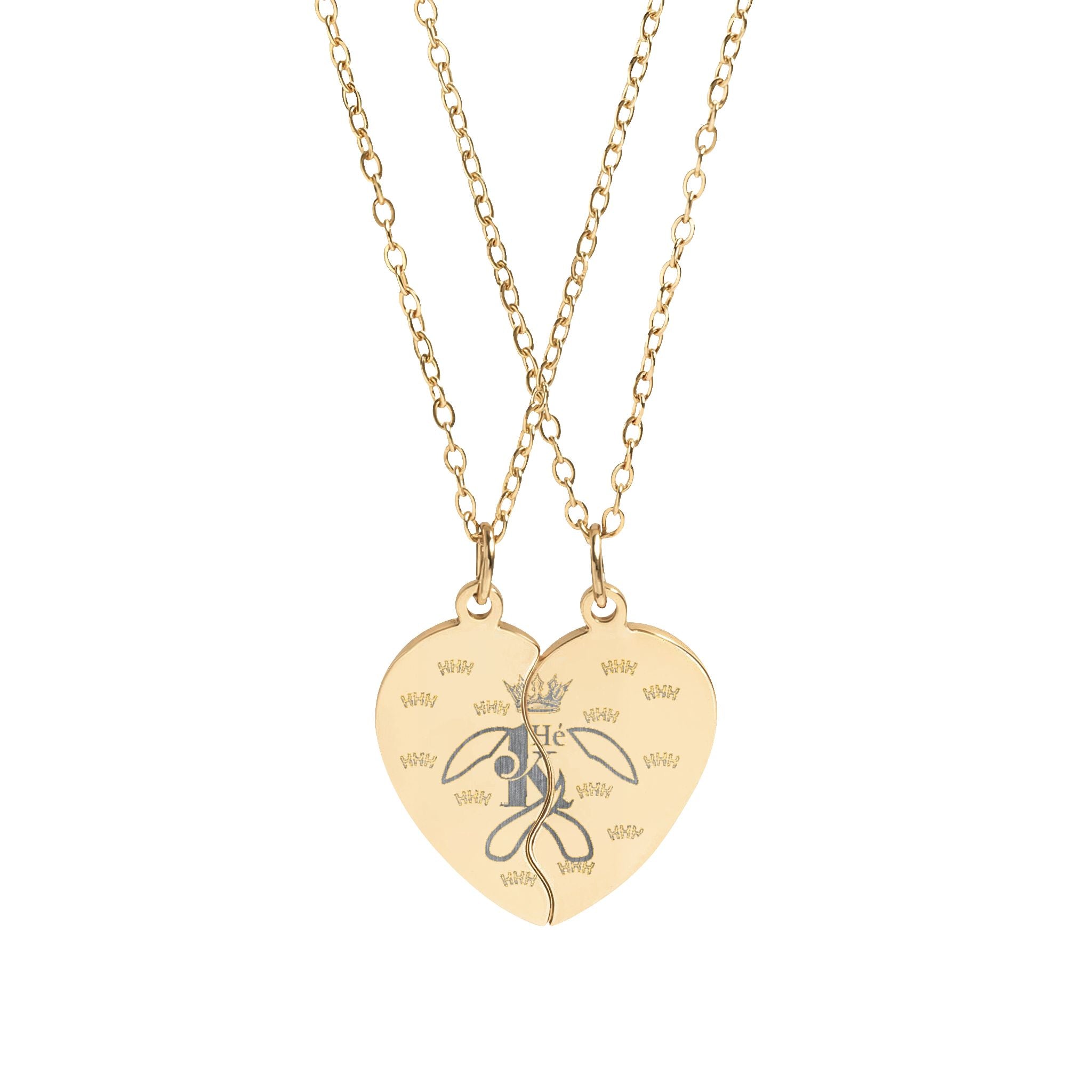 K Matching Split Pendant for Best Friends or Couples