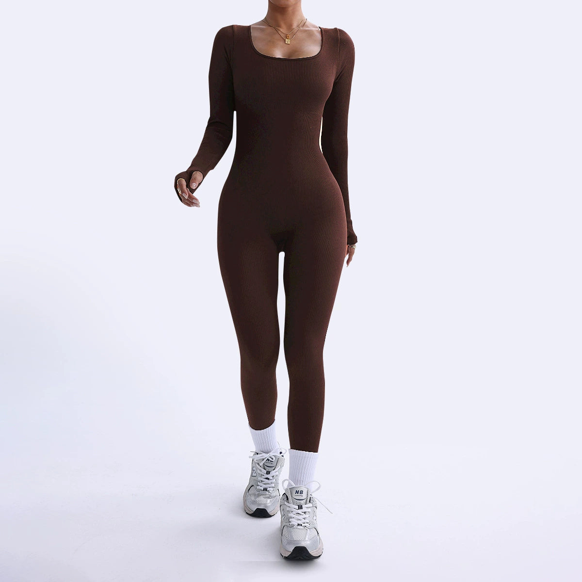 K Threaded Square Collar Buttocks Slim Jumpsuit