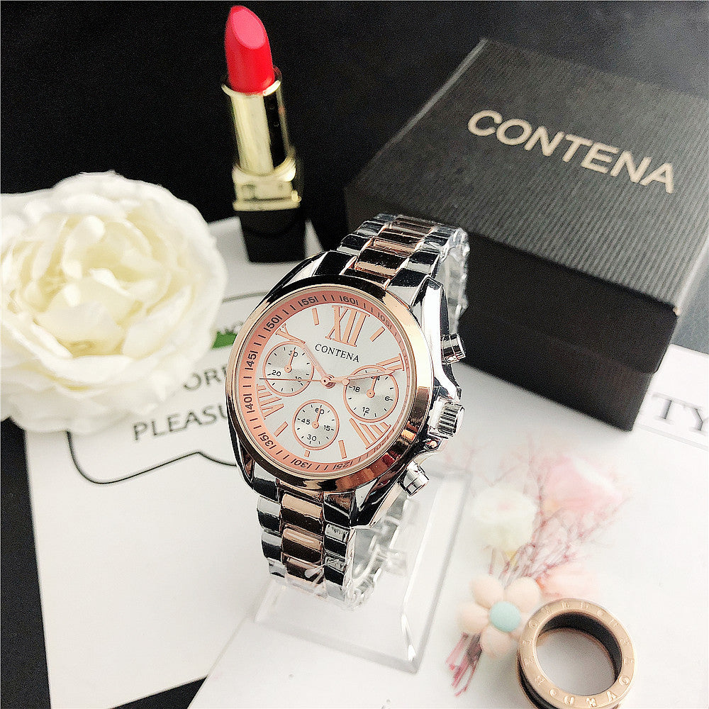 K Women's Fashion Diamond Quartz Mesh Strap Watch