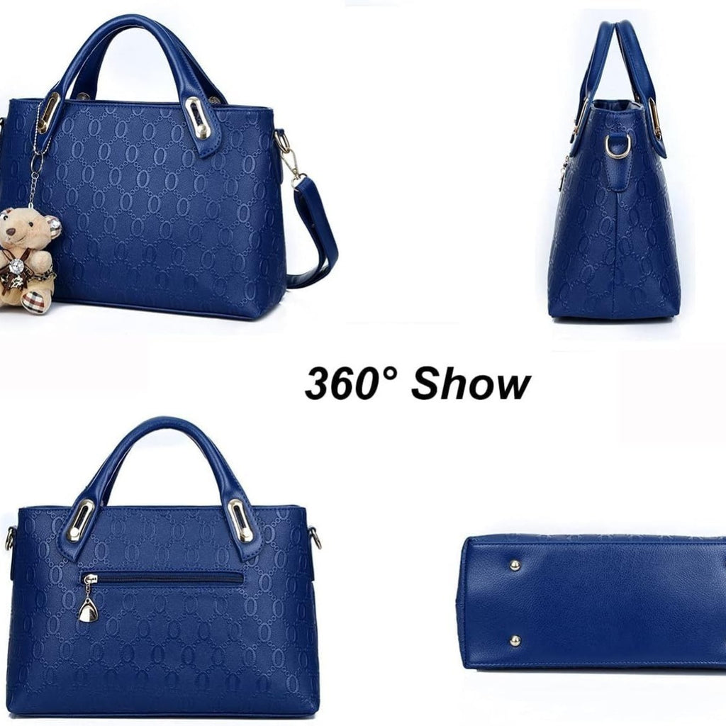 K Women 4Pcs Top Handle Satchel Hobo PU Leather Handbag Set Large Tote   Purse   Shoulder Bag   Card Holder