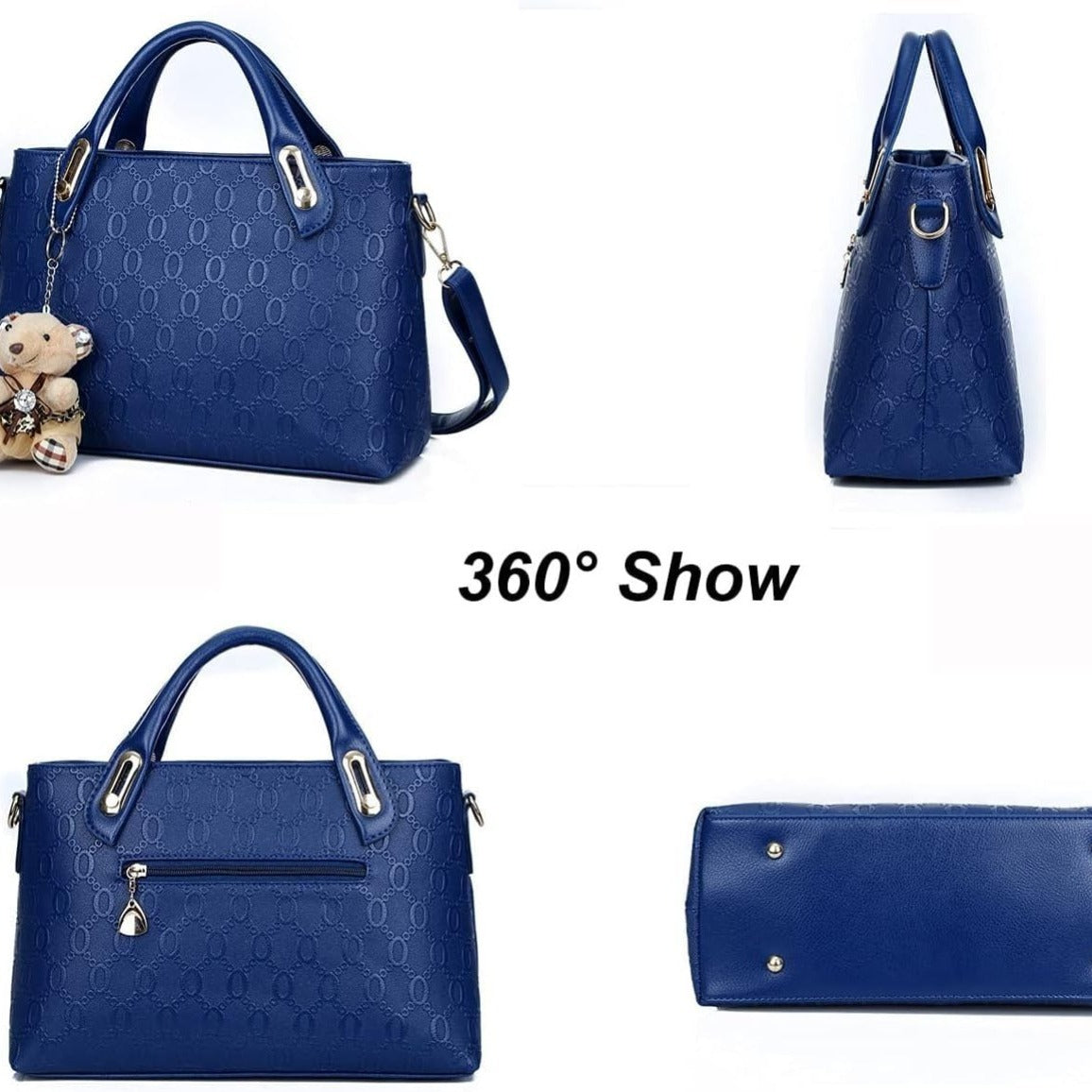 K Women 4Pcs Top Handle Satchel Hobo PU Leather Handbag Set Large Tote   Purse   Shoulder Bag   Card Holder