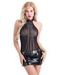K Black Patent Leather Hip Lanyard Dress