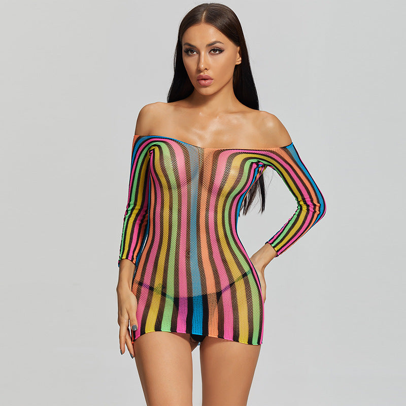 K Colorful Long Sleeve Hip Pack One Piece Mesh