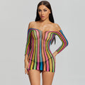 K Colorful Long Sleeve Hip Pack One Piece Mesh