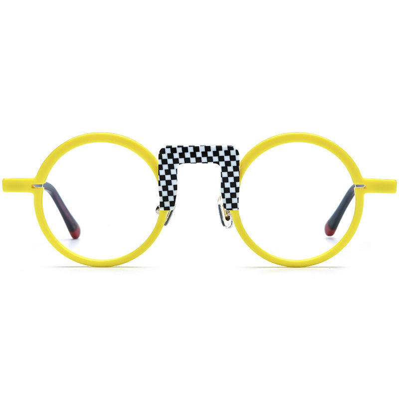 K Multi-color Mixed Material Round Sheet Eyeglass Frame Unisex Glasses