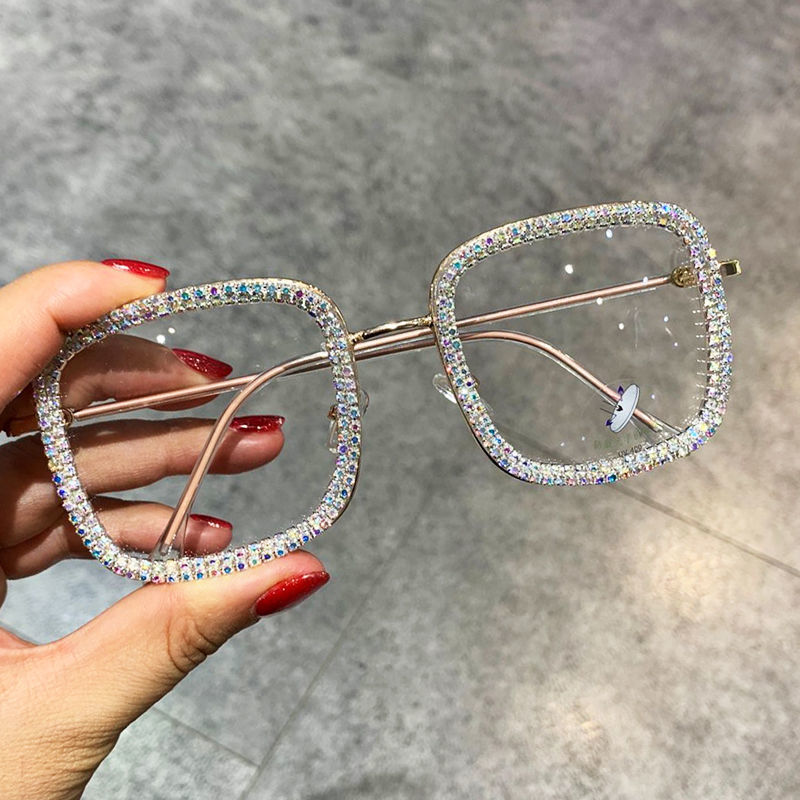 K Korean Fashion Trendy Square Diamond-studded Glasses