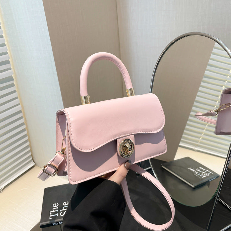 K Spring Womens Commuter Light-Luxury Solid-Colored Crossbody Bag With Lock Closure