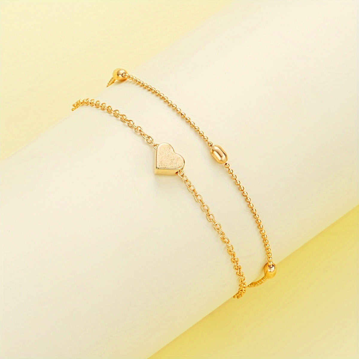 K Double-layer Stacked Bag Round Beads Love Pearl Bracelet Necklace Jewelry Set