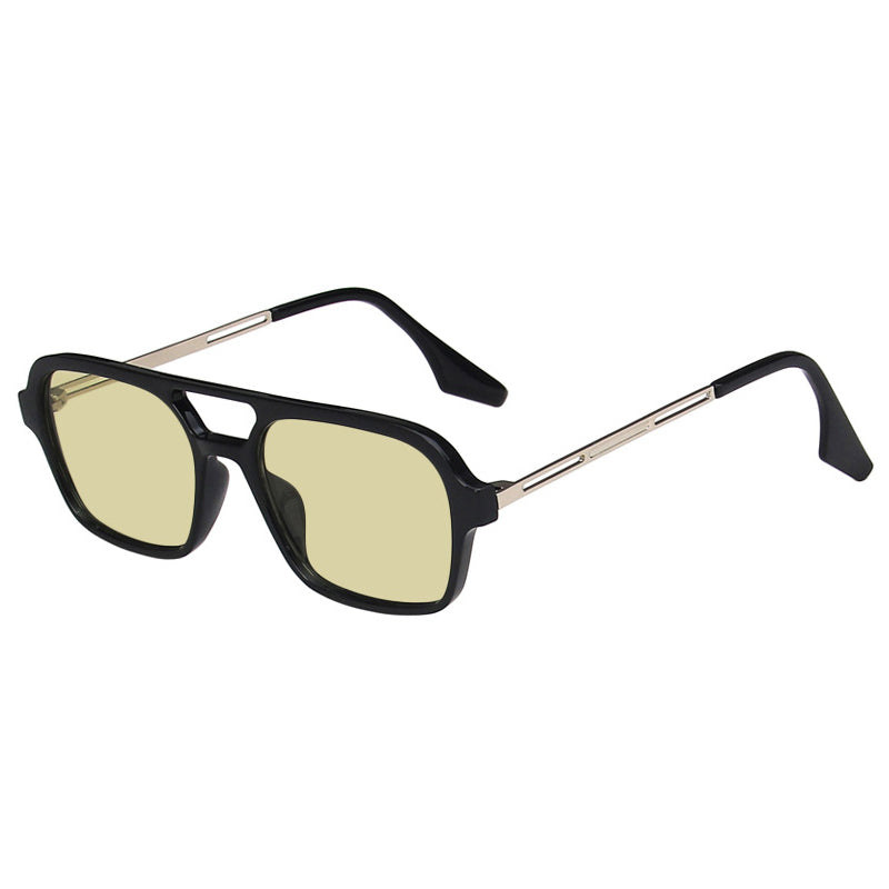 K Vintage Double Bridge Cutout Square Sunglasses