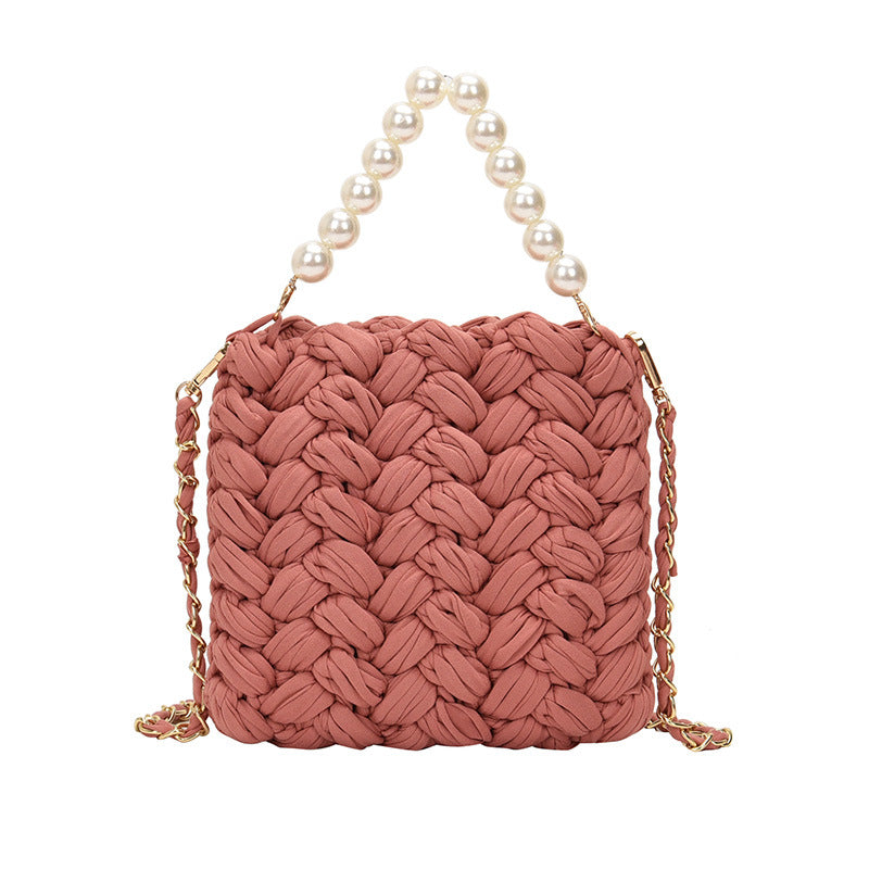 DIY Craft Kit Yarn, Crochet Hook, And Fabric Strips For Making A ShoulderCrossbody Bag