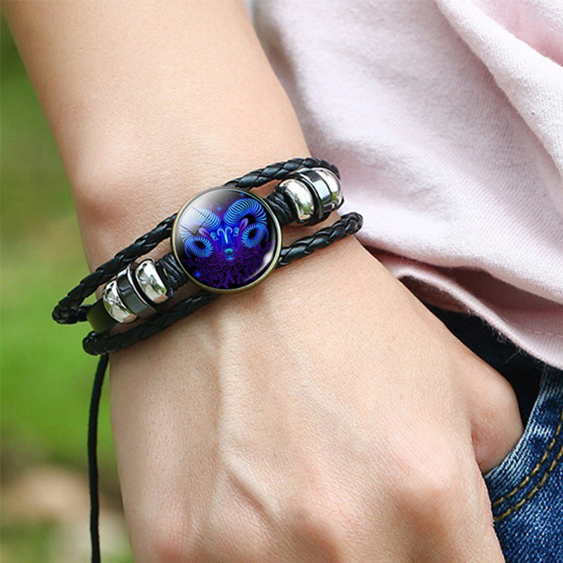 K 12 Zodiac Constellation Bracelet Luminous Braided Design Bracelet For Men Women Kids
