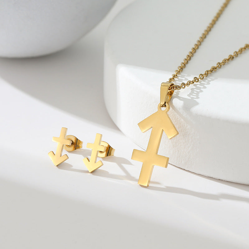 K Popular Earring And Necklace Set Featuring The 12 Zodiac Signs