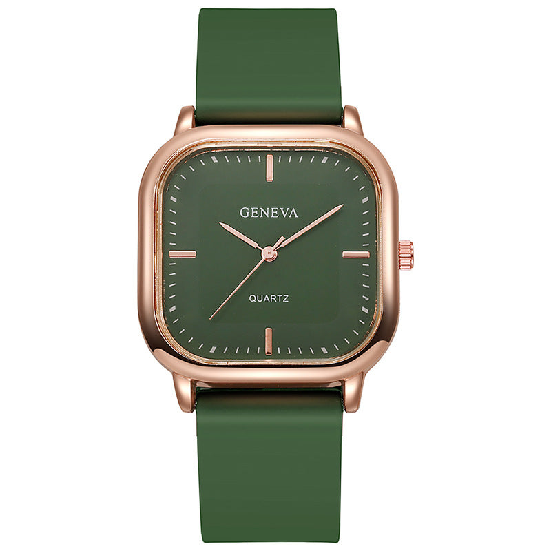 K Women's Silicone Strap Fashionable Rose Gold Watch
