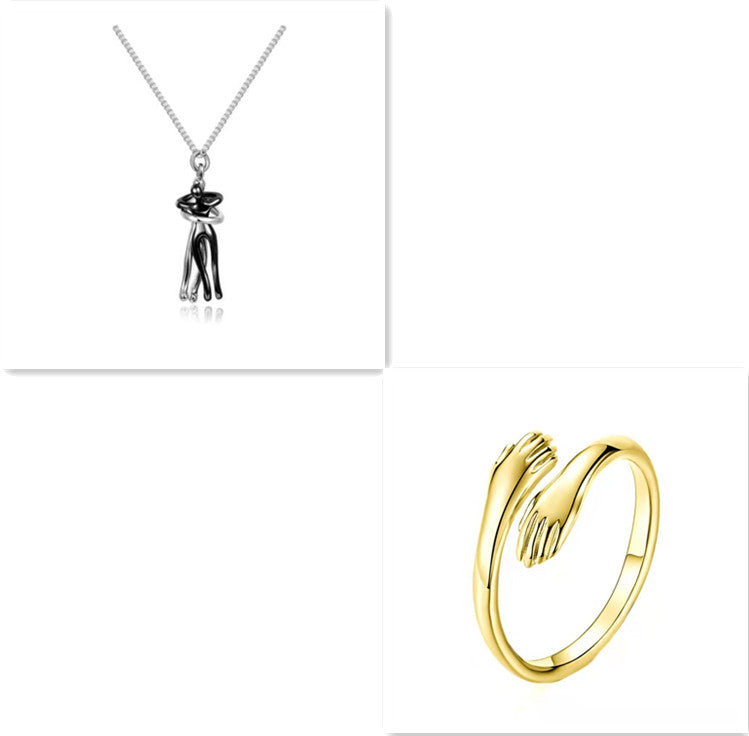 K Love Hug Necklace Unisex Men Women Couple