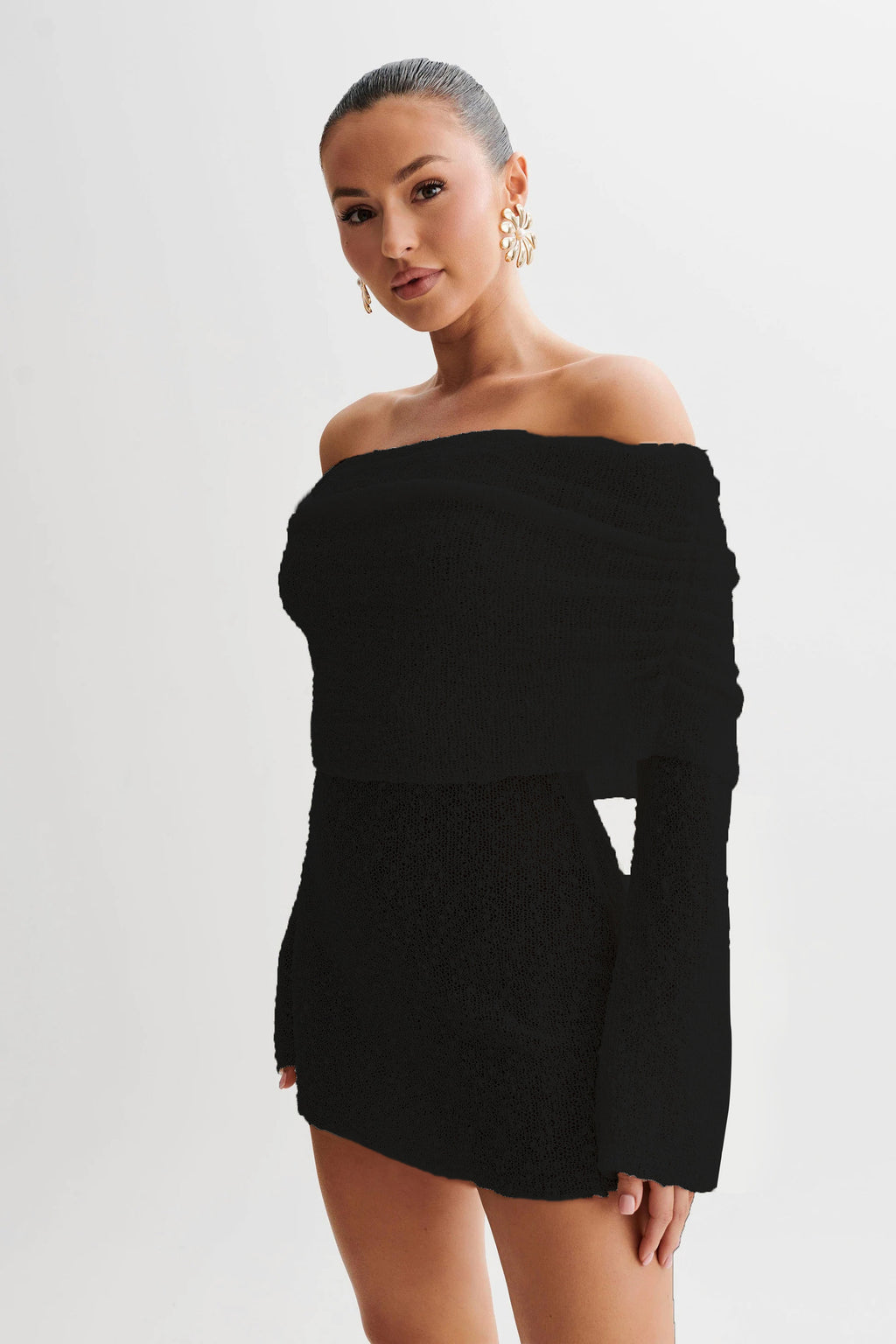 K Spring Summer Knitted Dress Elegant Mini Dress