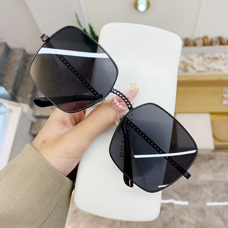 K Large Frame Frame Hollow Glasses Leg Sunglasses