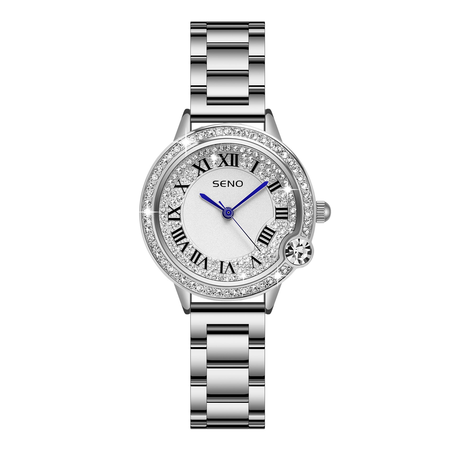 K Stylish Quartz Full-Diamond Stainless Steel Waterproof Womens Watch