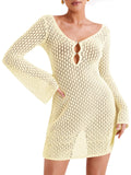 K Womens Crochet Swimsuit Coverup Summer Sexy V Neck
