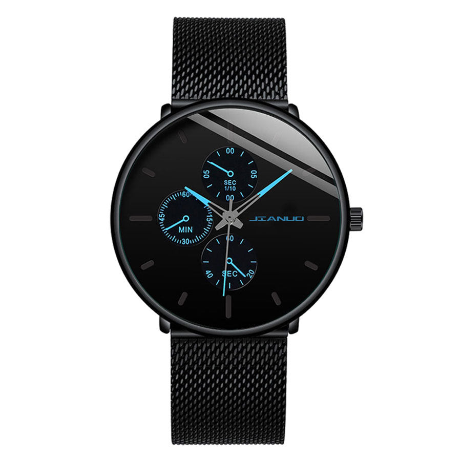 K Men's Mesh-band Quartz Casual Business Luminous Watch