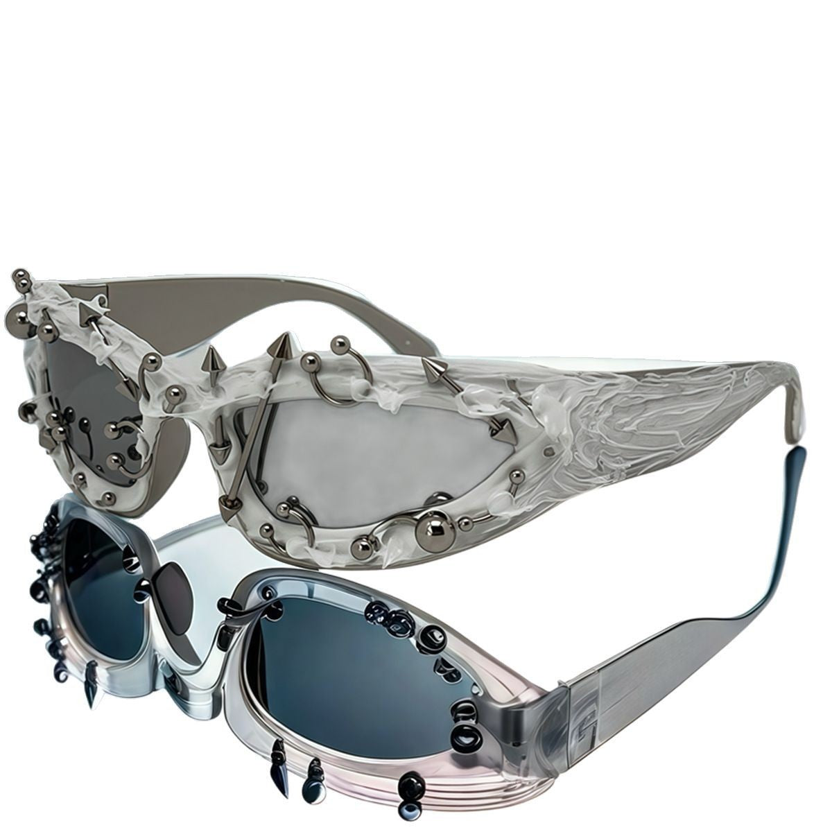 K Punk Decorative Rivets Trend Street Snap Glasses