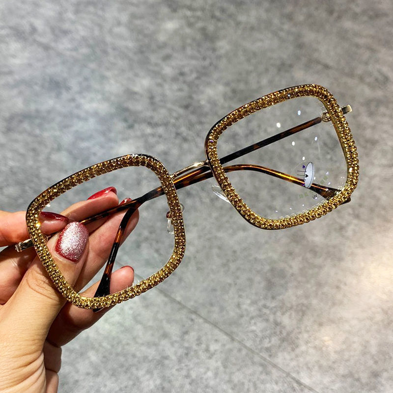 K Korean Fashion Trendy Square Diamond-studded Glasses