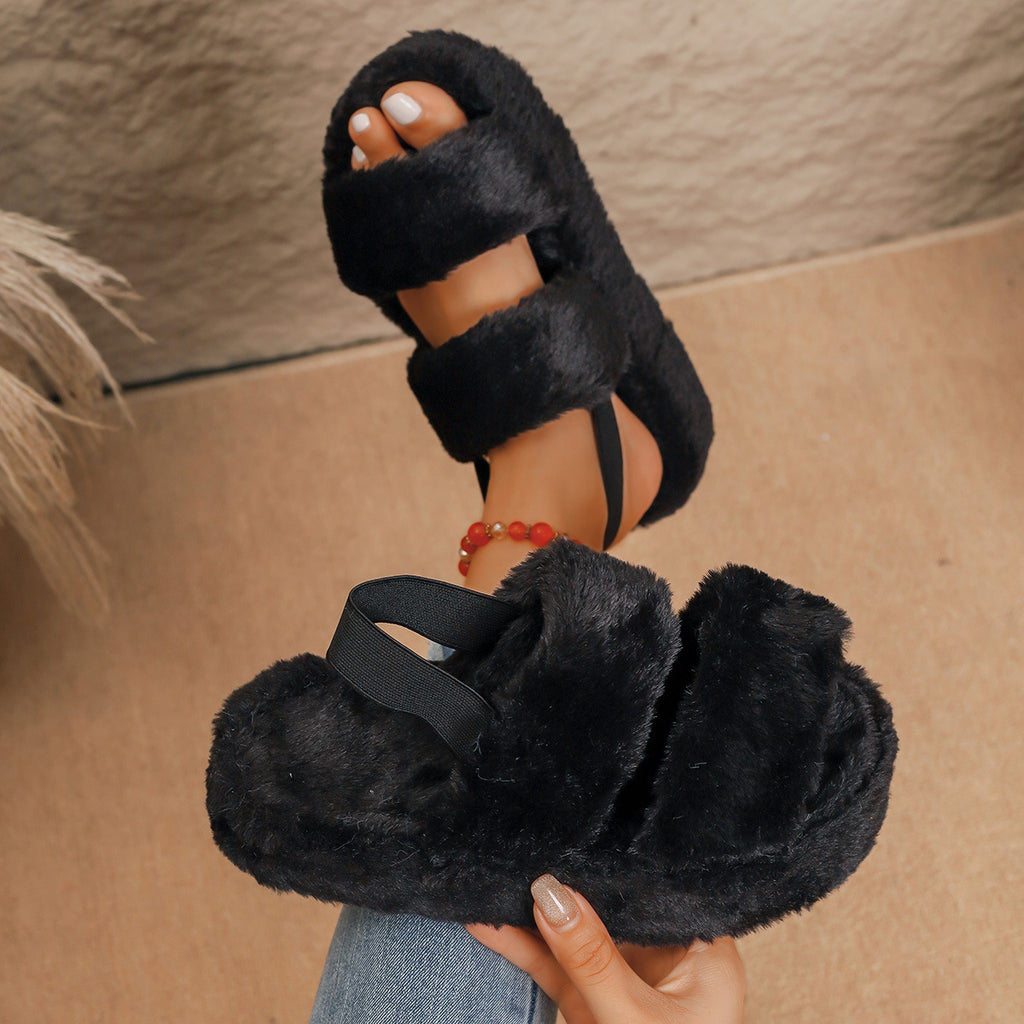 New K Fuzzy Sandals