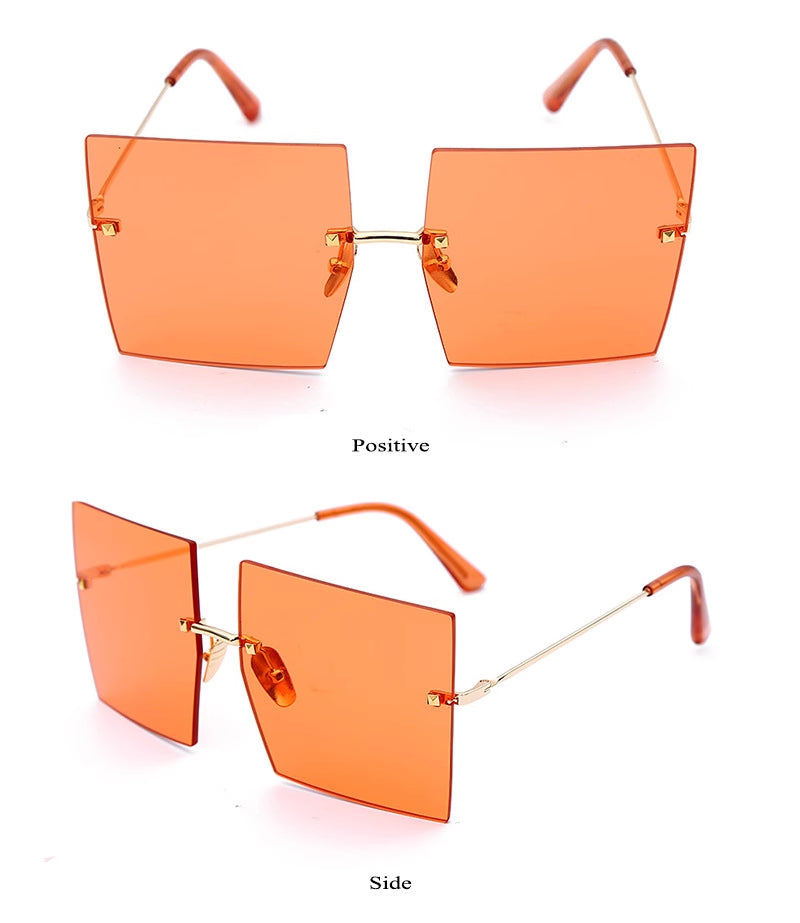 K New Square Rimless Metal Sunglasses