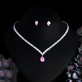 K Ear-stud Necklace Set A Slimming Two-piece Featuring Zircon Inlays