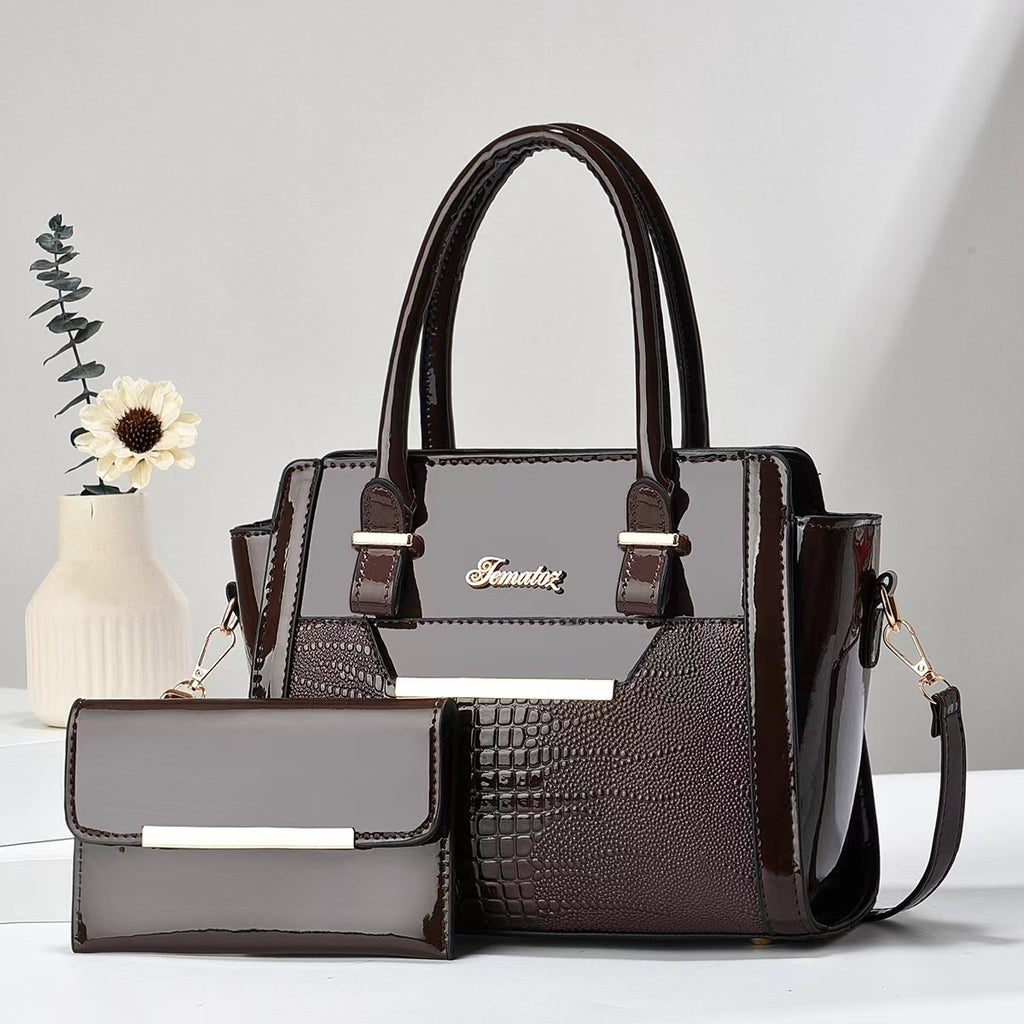 K Casual Womens Shoulder Bag Large-capacity Patent Leather Tote