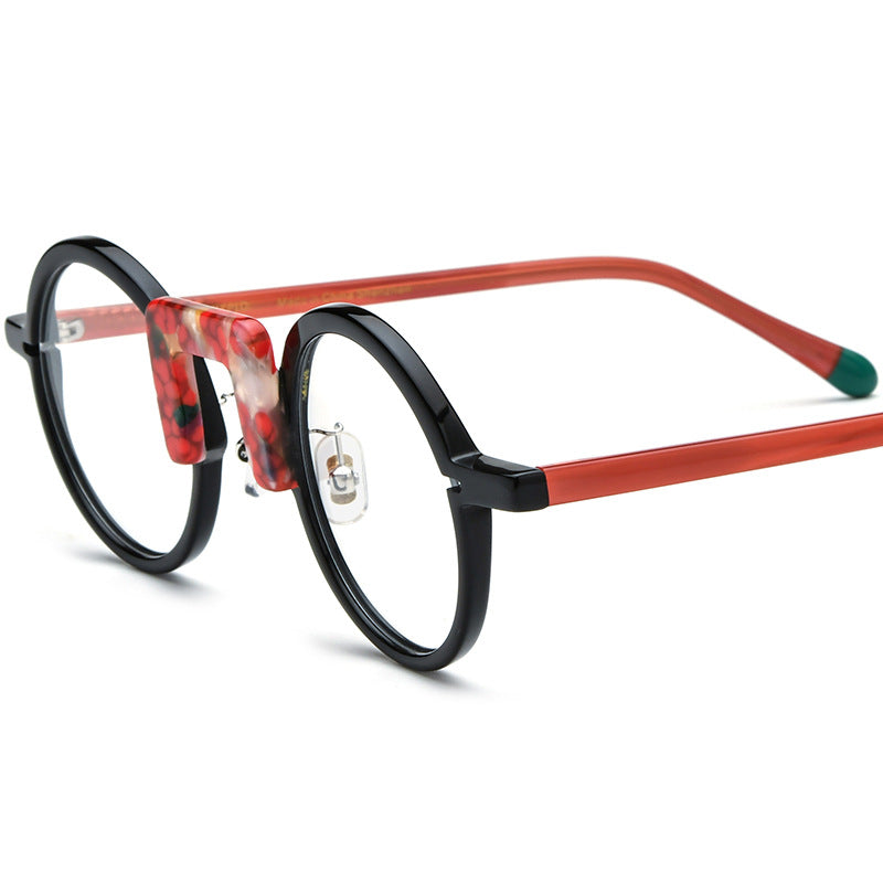 K Multi-color Mixed Material Round Sheet Eyeglass Frame Unisex Glasses