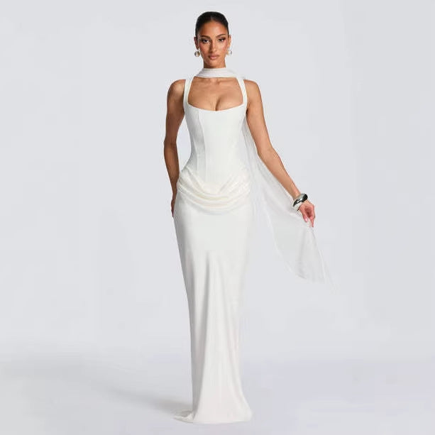 K Women's Strapless Sleeveless Sheath Maxi Dress