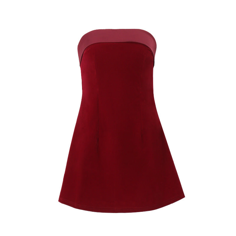 K Slim Tube-top Dress Fashion Zipper A-line