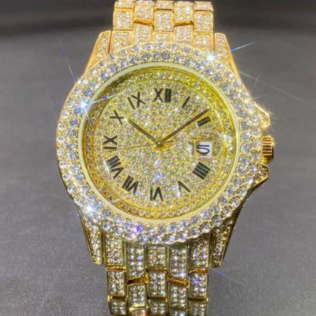 K Full Diamond High End Calendar Men's Quartz Watch Gentlemen's Watch