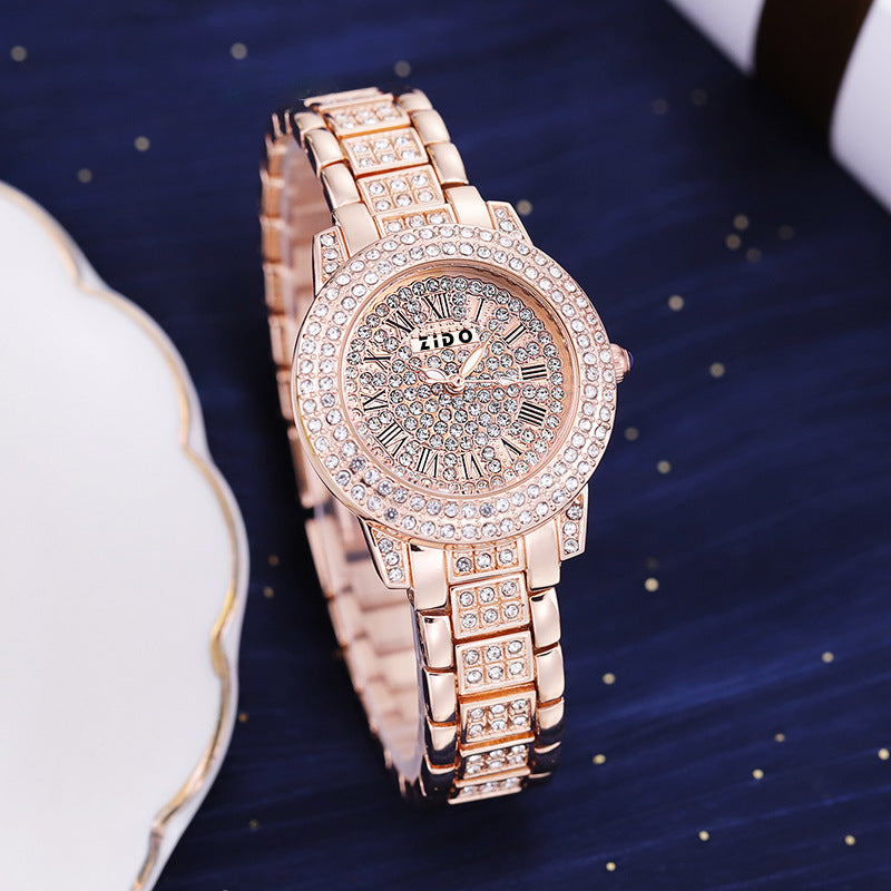 K Fashionable Diamond-Encrusted Sports Watch For Women