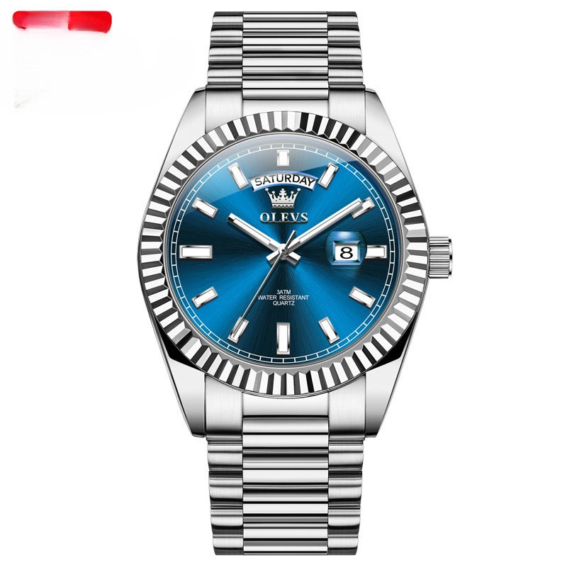 K Luminous Waterproof Business Steel Belt Wrist Watch