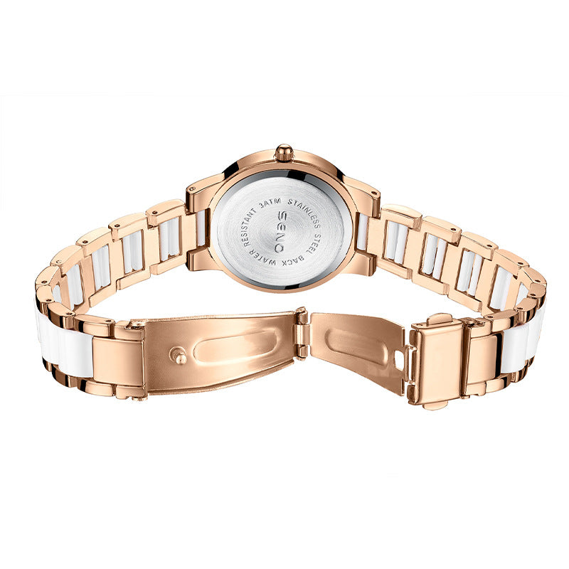 K Diamond Encrusted Waterproof Quartz Timepiece With A Luminous Dial