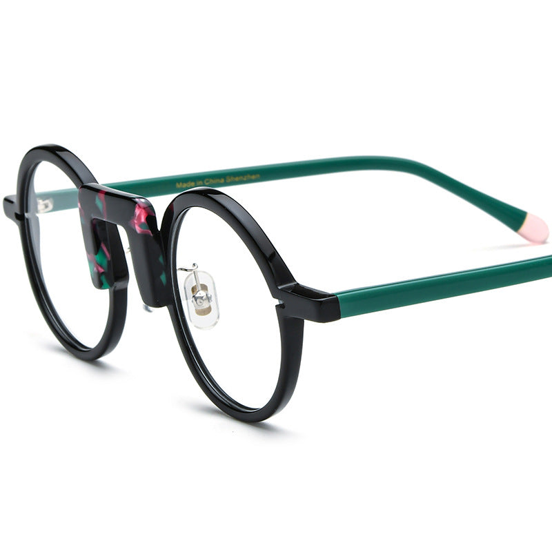 K Multi-color Mixed Material Round Sheet Eyeglass Frame Unisex Glasses