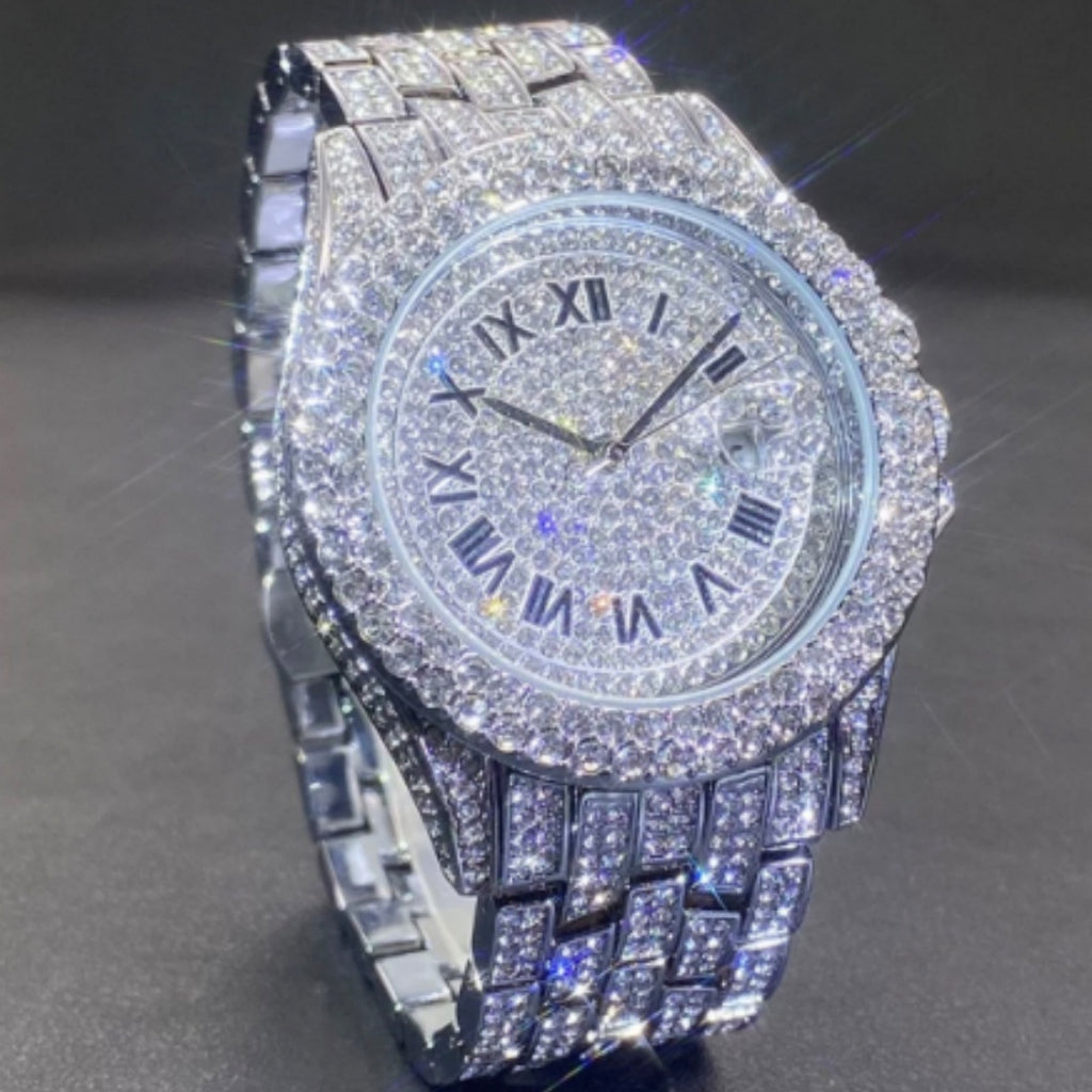 K Full Diamond High End Calendar Men's Quartz Watch Gentlemen's Watch