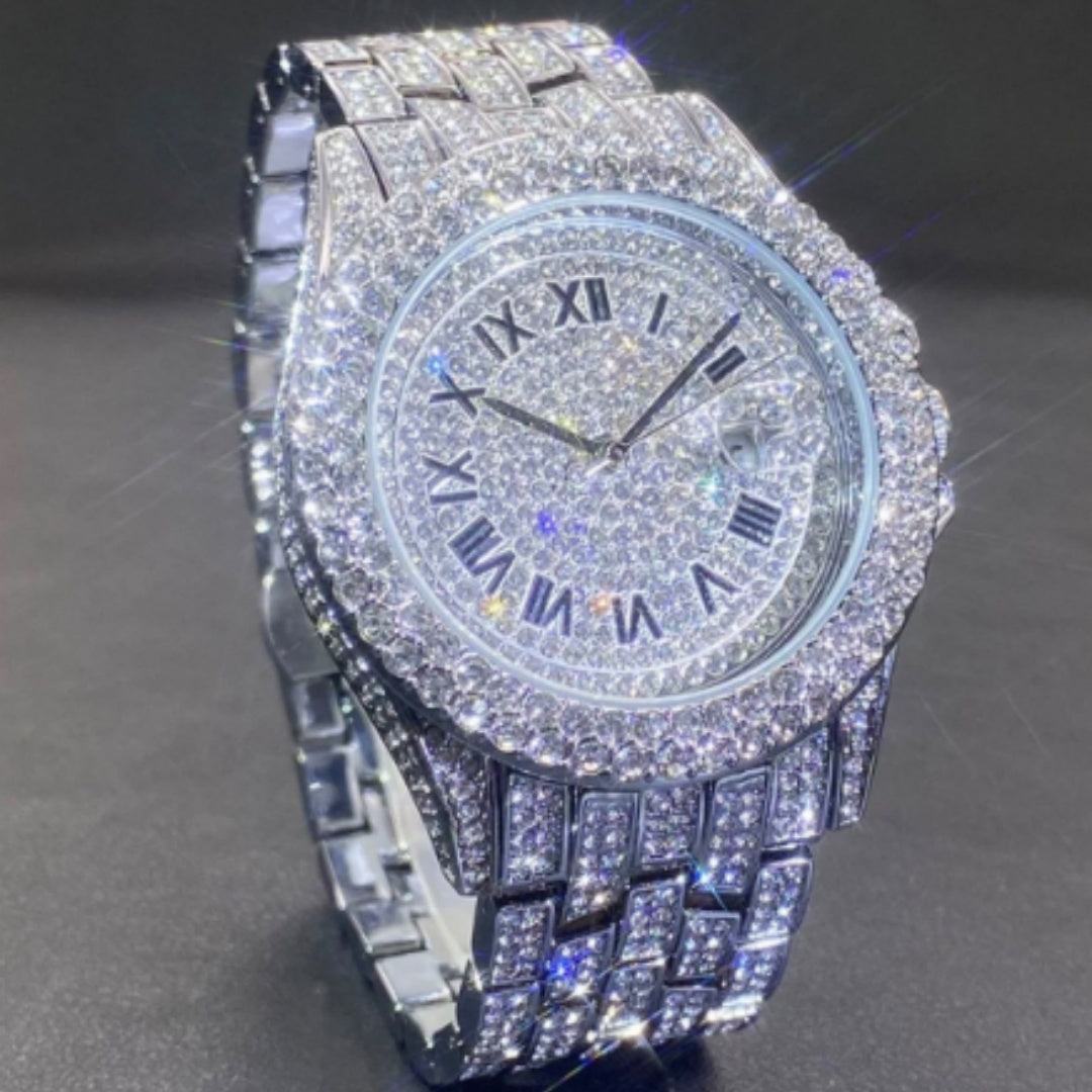 K Full Diamond High End Calendar Men's Quartz Watch Gentlemen's Watch
