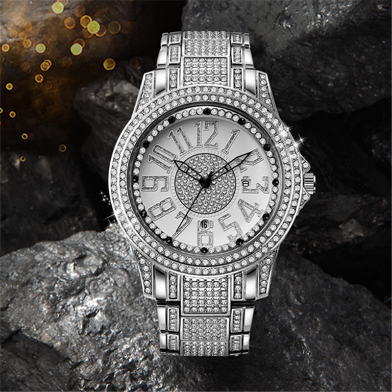 K Diamond Fashion Alloy Strap Date Quartz Watch